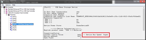 SuperSpeed USB device operating at SuperSpeed