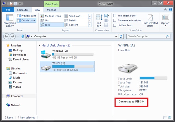 SuperSpeed USB device operating at SuperSpeed 