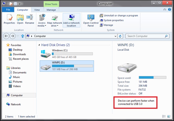 SuperSpeed USB device operating at high-speed