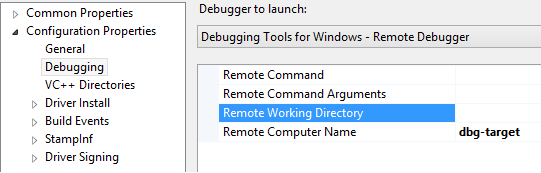 Winusb template debug setting