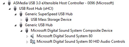 USB 3.0 Hub with Connected Devices in Device Manager